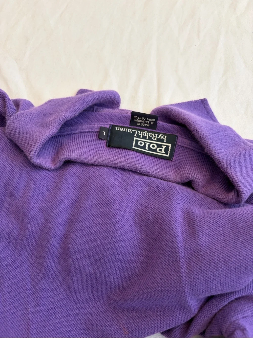 Ralph Lauren Purple Polo Shirt with Green Pony Size Large